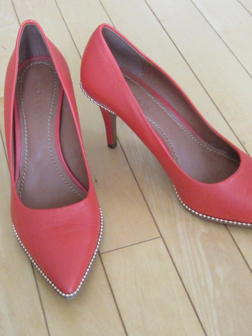 Coach Waverly Heels in Coral Leather
